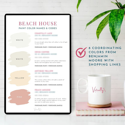 Beach House Paint Colors, Paint Color Palette for Whole House Interior | Virtually Design