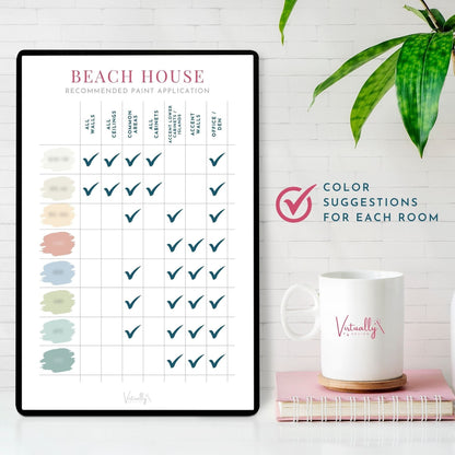 Beach House Paint Colors, Paint Color Palette for Whole House Interior | Virtually Design