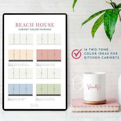 Beach House Paint Colors, Paint Color Palette for Whole House Interior, Kitchen Cabinet Paint Color Combos | Virtually Design